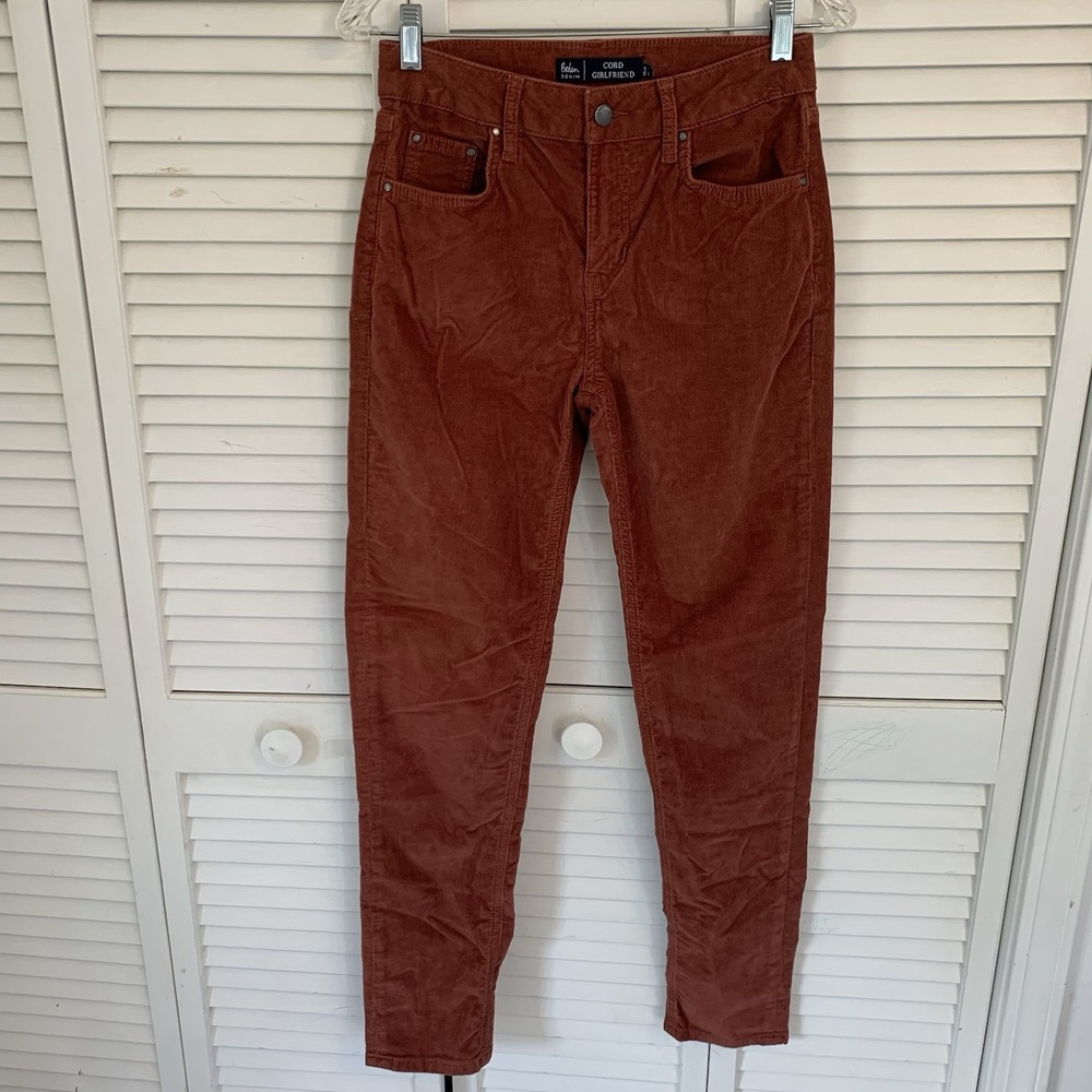 Boden Denim Cord Girlfriend Pants Rust Brown Corduroy Trouser US 2L 30.5" Inseam